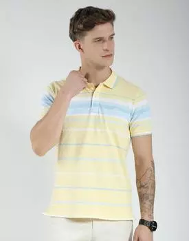Men s Regular Fit Striped Polo T-Shirt | Half Sleeve | Collared Neck | Casual Wear T Shirt for Men s L