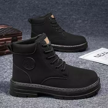 Men s Retro British-Style Spring Martin Boots - Breathable, Thick-Soled, High-Top Casual Work Shoes 43
