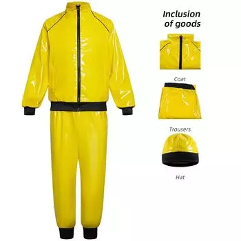 Men‘s Retro Disco Leather Shiny Cosplay Stage Costume For 2D Anime Characters L жёлтый