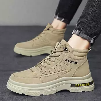 Men s Retro High-Top Casual Work Boots - Autumn/Winter Fashion Motorcycle Shoes 41