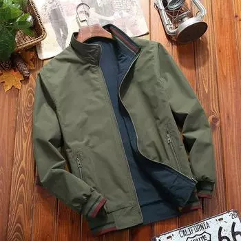 Men s Reversible Stand-up Collar Casual Jacket Youth Men s Jacket 4XL