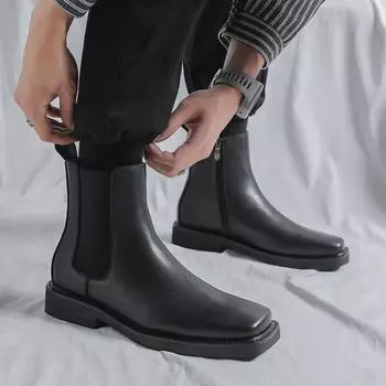 Men s Round Toe Thick Sole Chelsea Boots, Spring/Autumn 2022 Fashion, Style #85733-R 41 чёрный