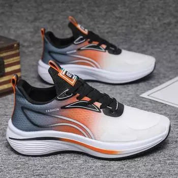Men s running shoes men s 2025 summer shoes casual mesh breathable running shoes shock absorption light gradual change color sports shoes 39 чёрный