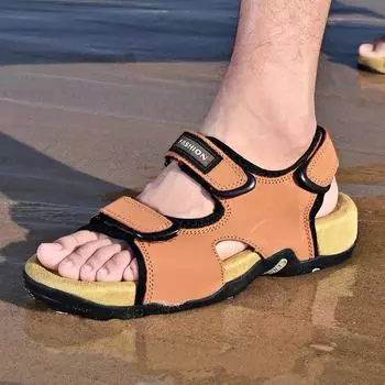 Men s Sandals Genuine Leather Open Toe Summer Versatile Student Sports Casual Beach Shoes Dual-Use Soft Bottom Slippers Men 38
