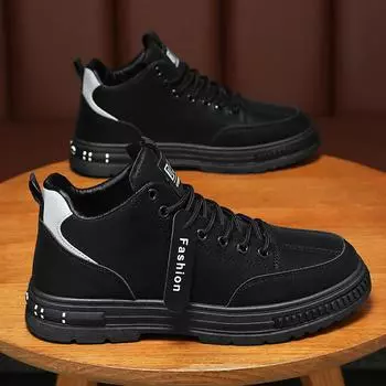 Men s Shoes 2025 New Breathable Tooling Trend All Match Thick Sole Sports Casual Shoes 40 чёрный