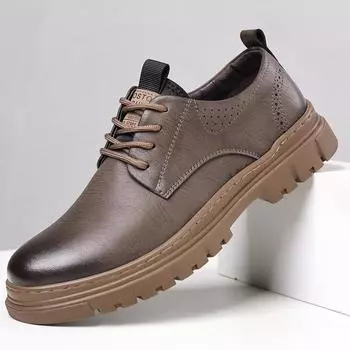 Men s shoes 2025 new cowhide soft-soled business leather shoes men s trend versatile four-season wedding shoes 38 чёрный