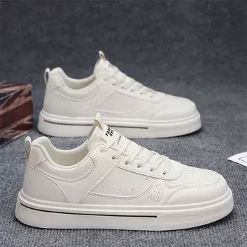 Men s shoes 2025 new spring leisure sports trend versatile youth white shoes men s thick-soled wear-resistant board shoes 39 бежевый