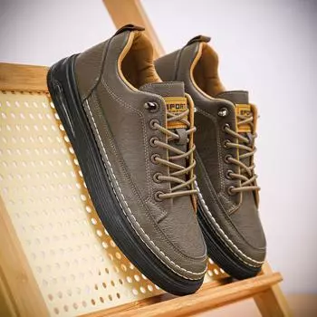 Men s shoes 2025 spring new large size trend versatile casual leather shoes soft sole soft surface one pedal fashion men s board shoes 39