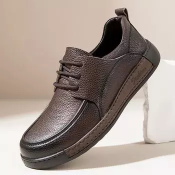 Men s shoes 2025 spring new leather men s retro versatile soft sole soft leather breathable business casual leather shoes tide 38