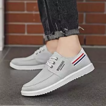 Men s shoes 2025 summer canvas shoes men s, Korean version of casual board shoes Korean version of versatile breathable cloth shoes, student white sh 39 чёрный