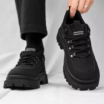 Men s shoes autumn and winter black British style sports leisure low-top tooling board shoes construction site work non-slip thick-soled labor insur 39