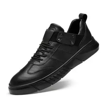 Men s shoes autumn and winter new leather shoes men s trendy shoes versatile British lace-up free men s large size casual leather shoes 38