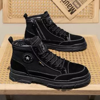 Men s shoes Autumn winter side zipper flip fur boots for men comfortable breathable increase factory wholesale 44