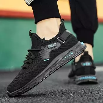 Men s shoes breathable fly-woven mesh shoes summer new fashion trend sports running shoes Korean version versatile casual trendy shoes 39