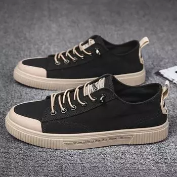 Men s Shoes Canvas Shoes Breathable Autumn New Comfort Anti Slip Elastic Band Trendy Korean Version Casual Skateboard Shoes 39 чёрный