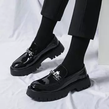 Men s shoes large size new casual leather shoes fashion thick sole heightening leather shoes trend foot overalls big head shoes a generation 38