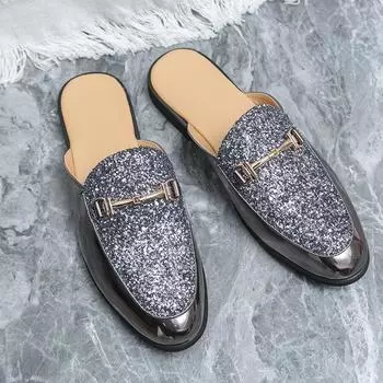 Men s Shoes Large Size New Half Slippers Fashion Sleeve Sandals Leather Shoes Trend Hugh Genuine Leather 38