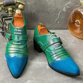 Men s shoes large size spring and autumn new leather shoes fashion high heels pointed men s business leather shoes four seasons casual trendy shoes 38