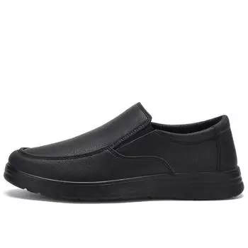 Men s shoes lightweight chef shoes black casual shoes daily commute leather shoes autumn new work shoes kitchen 39