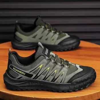 Men s shoes mesh breathable light casual shoes 2025 spring new sports shoes fashion versatile trendy shoes soft sole non-slip 39 бежевый