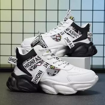 Men s Shoes New Breathable High Top All Match Inside Elevating Sports Shoes Casual Daddy Shoes 40 чёрный