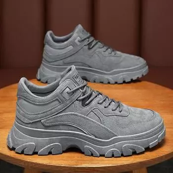 Men s Shoes New Breathable Labor protection with Thick Sole Non-slip Cargo Shoes Casual Daddy Shoes 40 чёрный