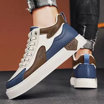 Men s shoes new heightened platform high-top shoes trend contrasting color flat-bottom casual sports shoes lightweight board shoes men 39