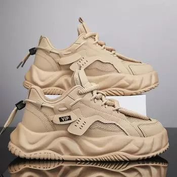 Men s shoes new men s sports and leisure running shoes breathable mesh bread tide shoes thick sole 39 серый