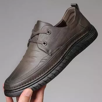 Men s shoes new spring lace-up trend beef tendon sole business casual shoes men s soft sole versatile dad shoes men s leather shoes 38