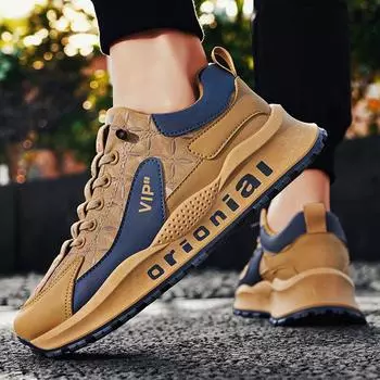 Men s shoes platform sneakers ins spring and autumn new men s trend low-top casual shoes student leather dad shoes 39