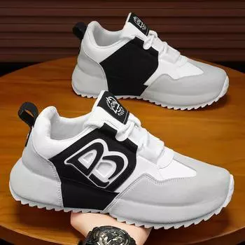 Men s shoes spring and autumn versatile casual sports shoes men s comfortable and lightweight students advanced sense bag bottom dad trendy shoes 39