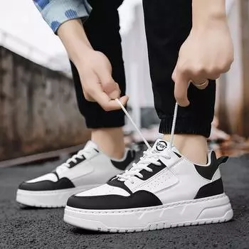 Men s shoes spring and summer fashion trend versatile leather platform white shoes men s youth Korean version casual sports board shoes 39