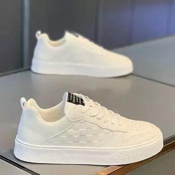 Men s shoes spring breathable leather white shoes trendy versatile sports and leisure shoes men s low-top trendy board shoes men s 39