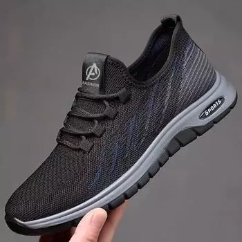 Men s shoes summer breathable mesh sneakers soft-soled lightweight mesh shoes men s casual walking driving dad shoes 39 серый