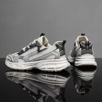 Men s shoes summer breathable mesh sports casual running shoes men s middle school students versatile height increase little white dad trendy shoes 39