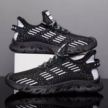 Men s shoes summer fly-woven mesh shoes fashionable breathable sports shoes versatile casual shoes soft sole lightweight student running shoes 39