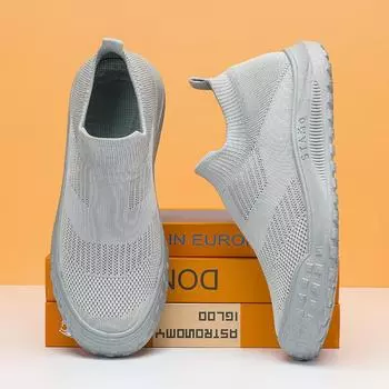 Men s shoes summer mesh breathable one-pedal fly-woven socks shoes men s sports non-slip and wear-resistant work labor insurance tide shoes 39 серый