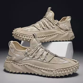 Men s shoes summer mesh breathable outdoor handmade fashion casual shoes bag head non-slip HQ801Shoes 39 абрикосовый