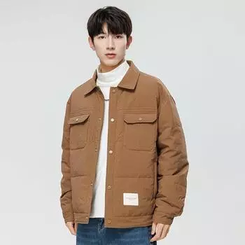 Men s Short Autumn and Winter Lapel Casual Thickened Warm Light Tooling Jacket Men s Clothing L