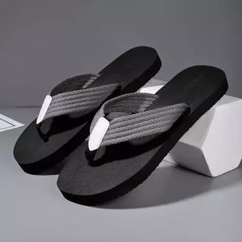 Men s slippers summer 2025 soft-soled trend sandals sandals beach shoes new linen flip-flops casual non-slip 39 красный