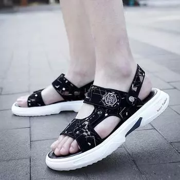 Men s Slippers Summer New Soft Bottom Non-Slip Dual-Use Beach Shoes Trendy Versatile Breathable Sandals Driving Shoes 38