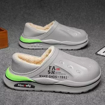 Men s slippers winter outdoor Warm Fluffy slippers 2024 Winter Slippers Home Plush Women Cotton Shoes unisex winter cotton shoes 36 селадоновый