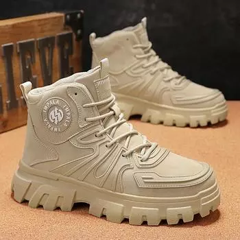 Men s Sneakers Ankle Boots Sports and Leisure Shoes for Men Loafers Outdoor Thick Bottom Non-slip Wear-resistant Round Toe 39 чёрный