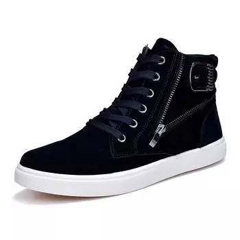 Men s Sneakers High Top Male Sports Boots Frosted Suede Comfortable Casual Sneakers for Men Retro British Style Male Shoes 39 темно-синий