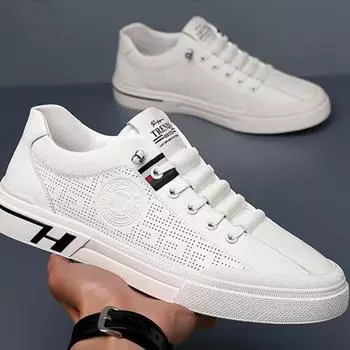 Men s Sneakers Men Breathable Mesh Surface Sports Casual Shoes Leather Flat Lace-Up Slip-on Male Vulcanized Shoes tenis hombres 39