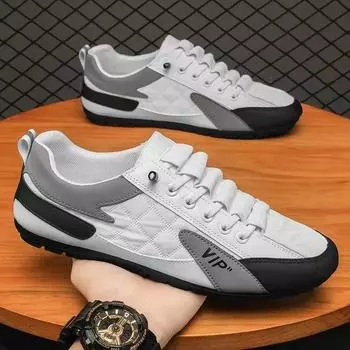 Men s Sneakers Non-slip Man Fashion Casual Low Top Shoes Lightweight Men s Shoes Fashion Trend Outdoor Walking Shoes 2025 39 белый
