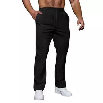 Men s Solid Color Loose Sweatpants Men s Casual Fashion Sweatpants L чёрный