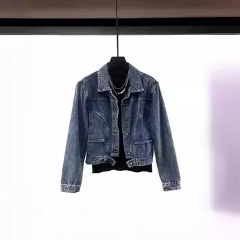 Men s Spring 2024 Korean-Style Ripped Denim Jacket: Loose-Fit, Versatile Short Top M