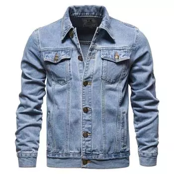 Men s Spring and Autumn Four Seasons Thin Section Lapel Slim Denim Jacket Casual Cardigan Jacket 5XL