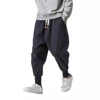 Men s Spring and Autumn Four Seasons Thin Section of The Plus Size Solid Colour Casual Hundred Harness Trousers Harlan Casual Trousers 5XL